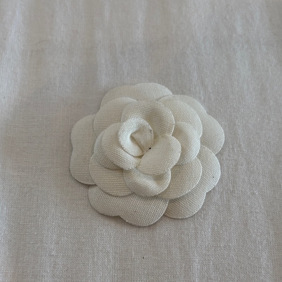 authentic Chanel Elegant White Fabric Flower